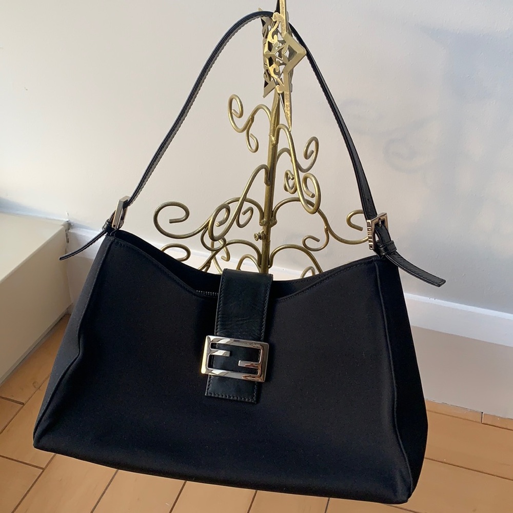 Fendi - handbag - black with silver hardware